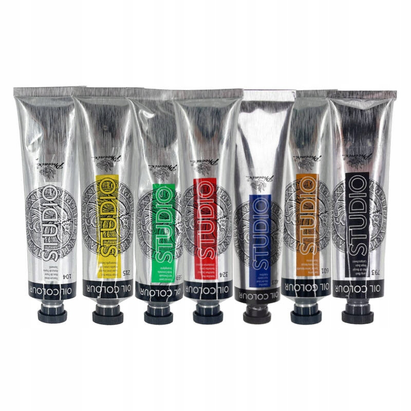 Olejové barvy Phoenix 120ml 7 základních barev Sada olejových barev 7ks
