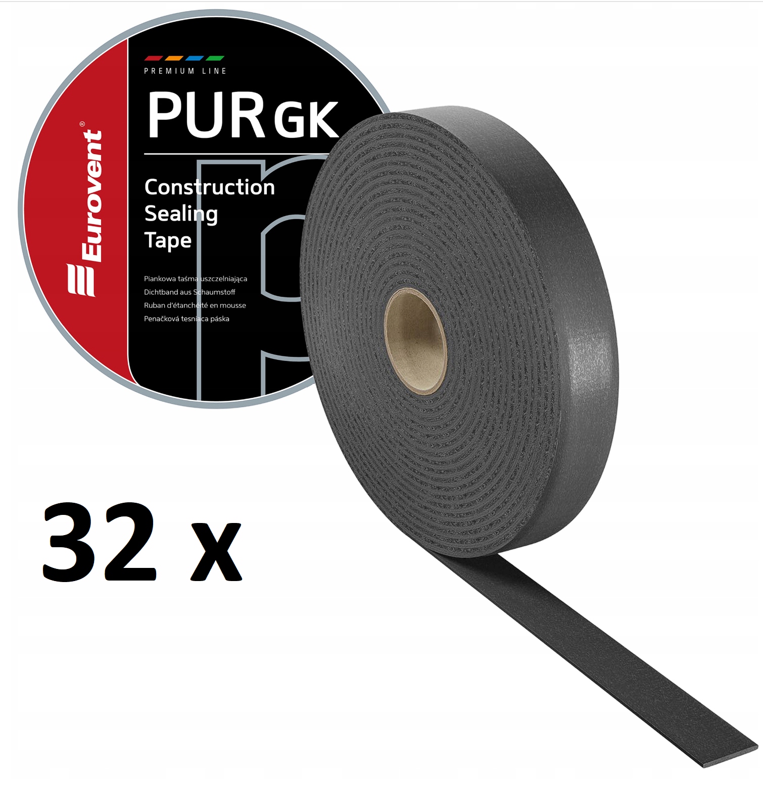 32x Akustická tesniaca páska 30mm x 30m Eurovent Pur Gk pre profily