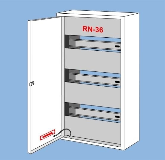 Nástěnný rozvaděč RN-36, místo pro 36 bezpečnostních prvků typu Ip 30