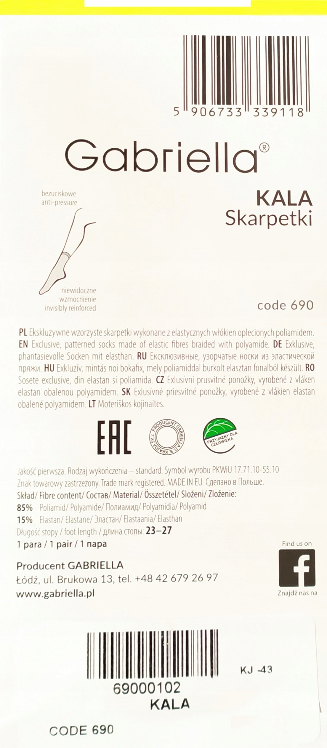 Ekskluzywne Eleganckie Skarpetki z Szeroką Koronką GABRIELLA KALA Kod producenta 690