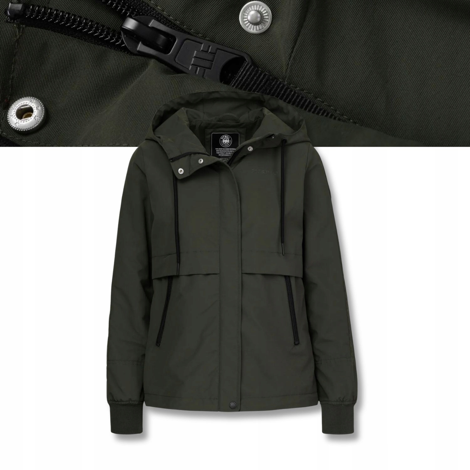 Dámský krátký kabát s kapucí Pitbull Avalon s vysokým stojáčkem