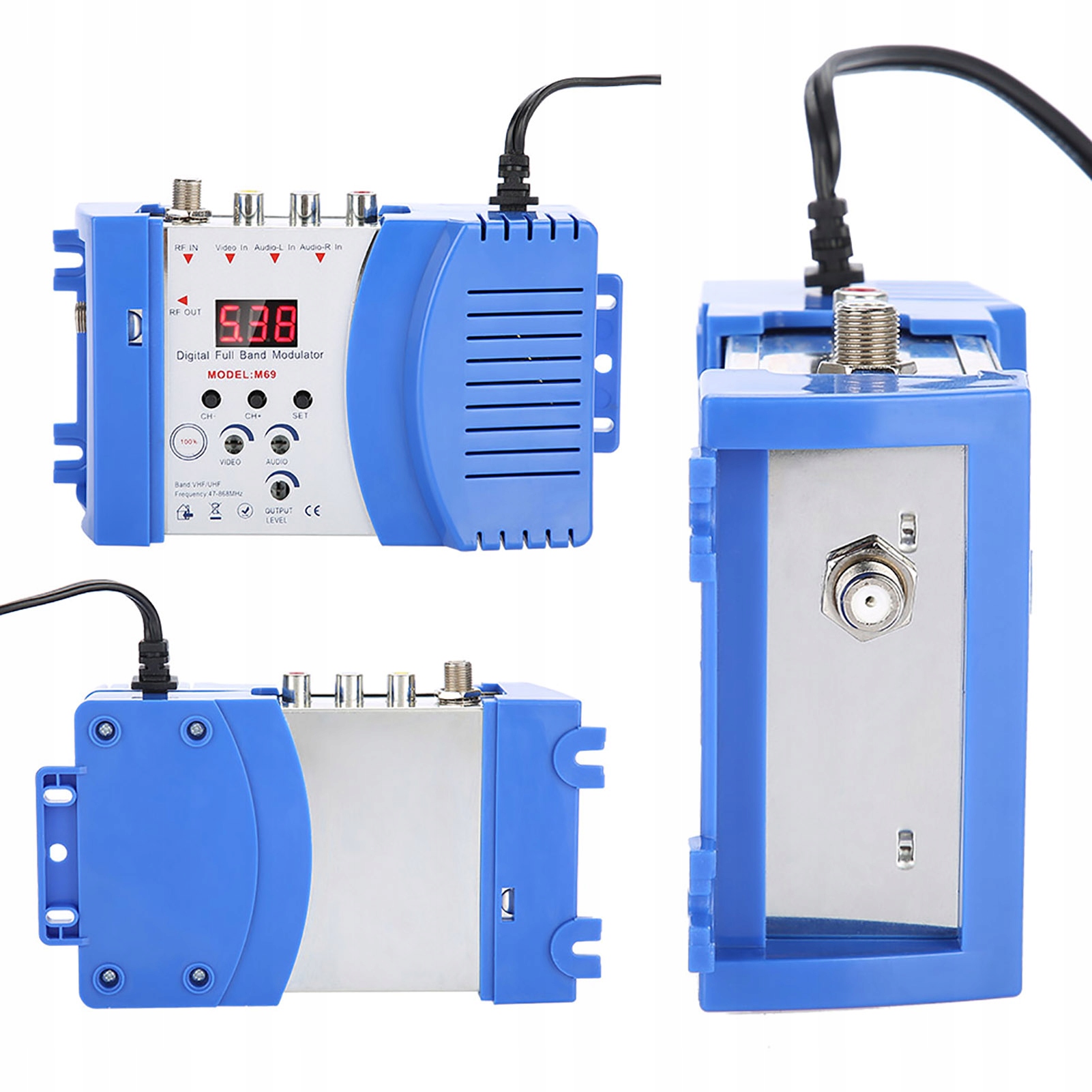 AV TO RF CYFROWY MODULATOR KONWERTER M69 230V 47-868MHZ 75 OMÓW