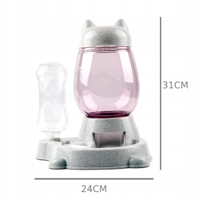 Levně Automatický krmítko, napáječka, miska, kočka, pes, 2 nádrže, dávkovač PetJe