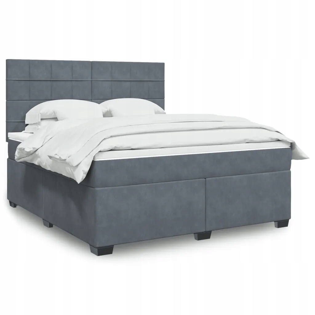 Box spring postel s matrací tmavě šedá 180x200 cm samet Šedá 3290979