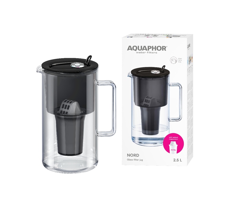 Filtrační konvice skleněná Aquaphor Nord 2,5 l s náplní A5 Mg (350 l) černá