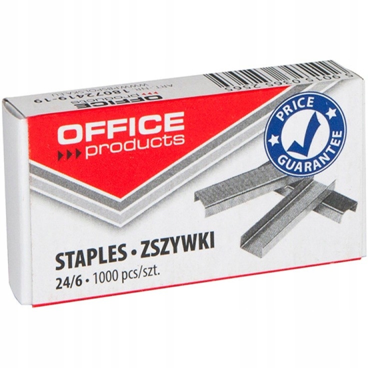 

Zszywki Office Products 24/6 1000 Szt, Srebrny