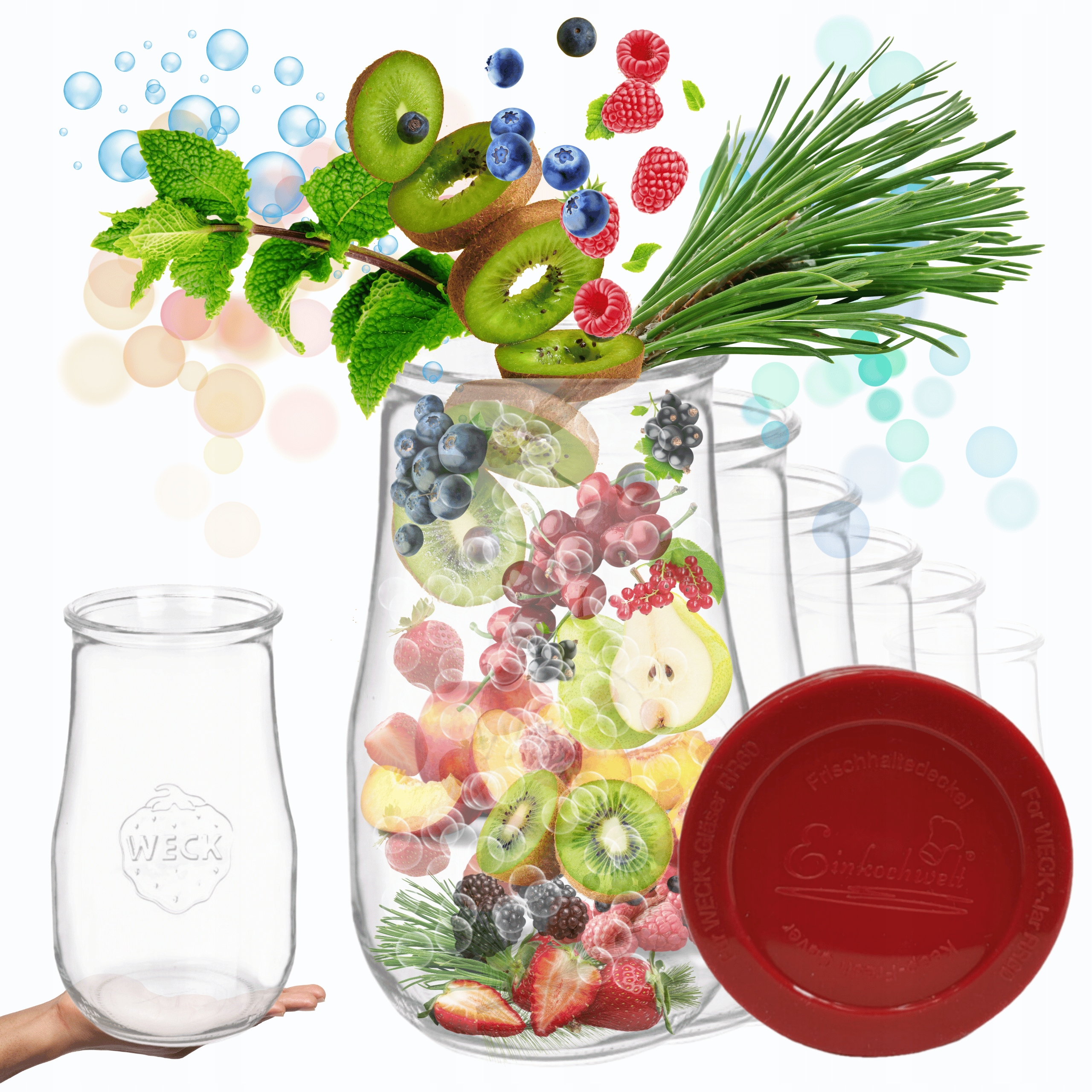 Poháre Weck 2,7 l váza Tulip vzduchotesné silikónové viečka 6ks weki 2700 ml