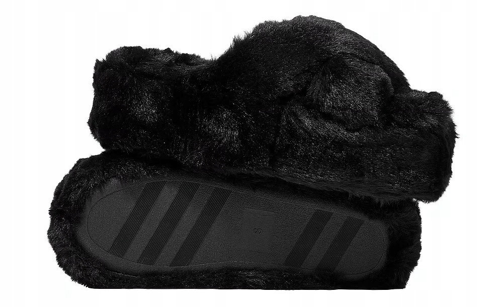 Pantofle na platformě s kožešinou Victoria's Secret Pink černé M (38,5)