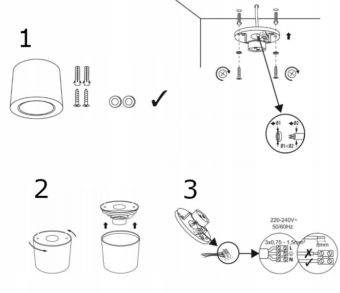 OPRAWA NATYNKOWA HALOGENOWA TUBA SUFITOWA LED GU10 Kolor czarny