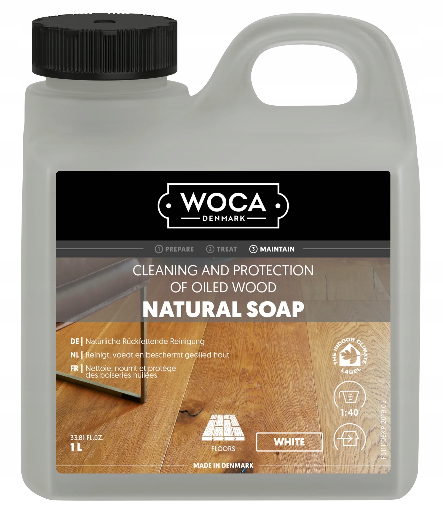 Woca Natural Soap White 1L bílé mýdlo na olejované a voskované podlahy