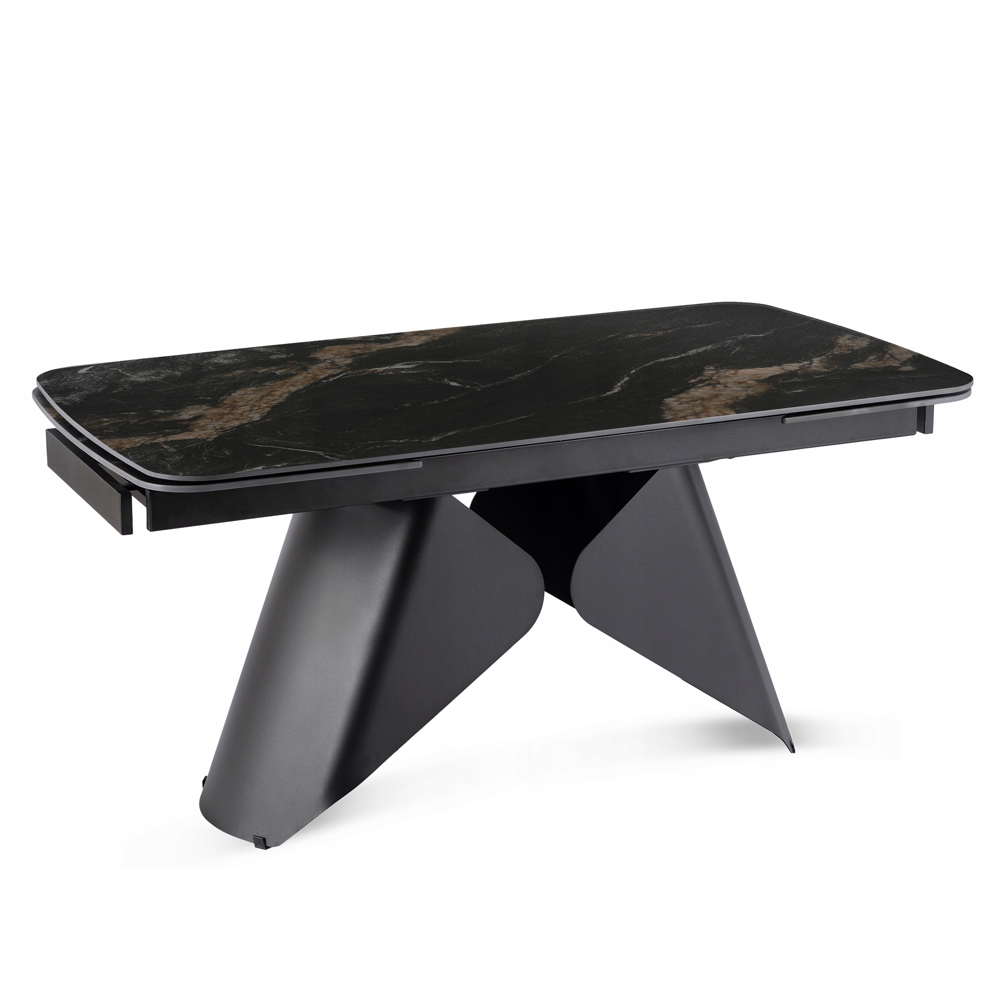 Keramický jídelní stůl Černý Umělý Kámen Na Bázi Křemene Rozkládací 160/240 Verona