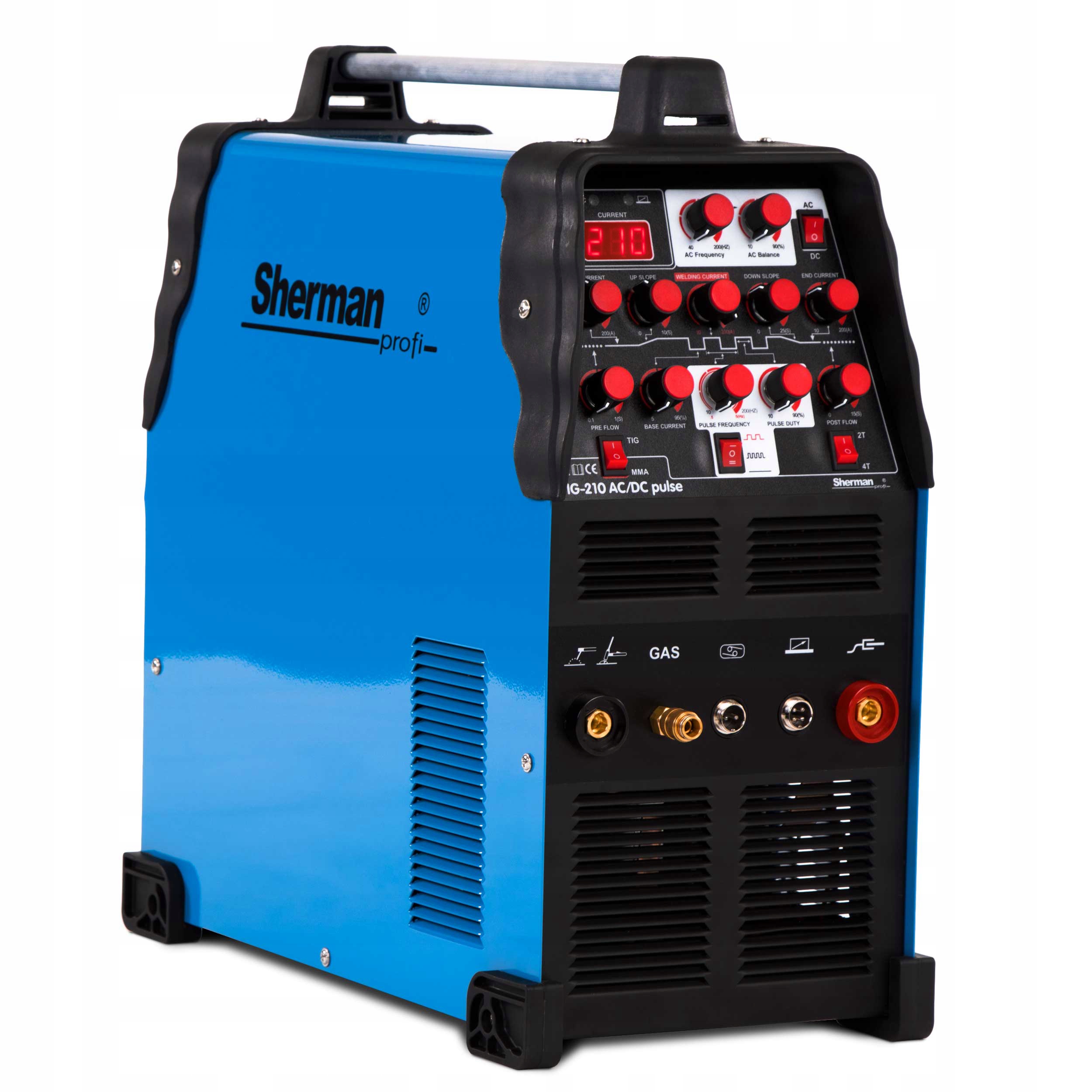 SPAWARKA INWERTEROWA SHERMAN TIG 210 AC DC PULS MMA 200A HF IGBT ALUMINIUM Marka Sherman