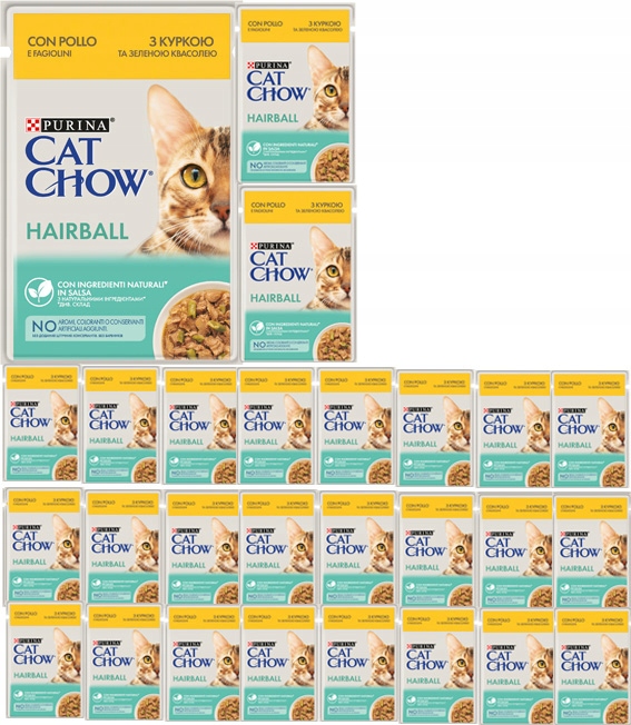 Levně Purina Cat Chow Hairball s kuřecím masem omáčka 26x85 g