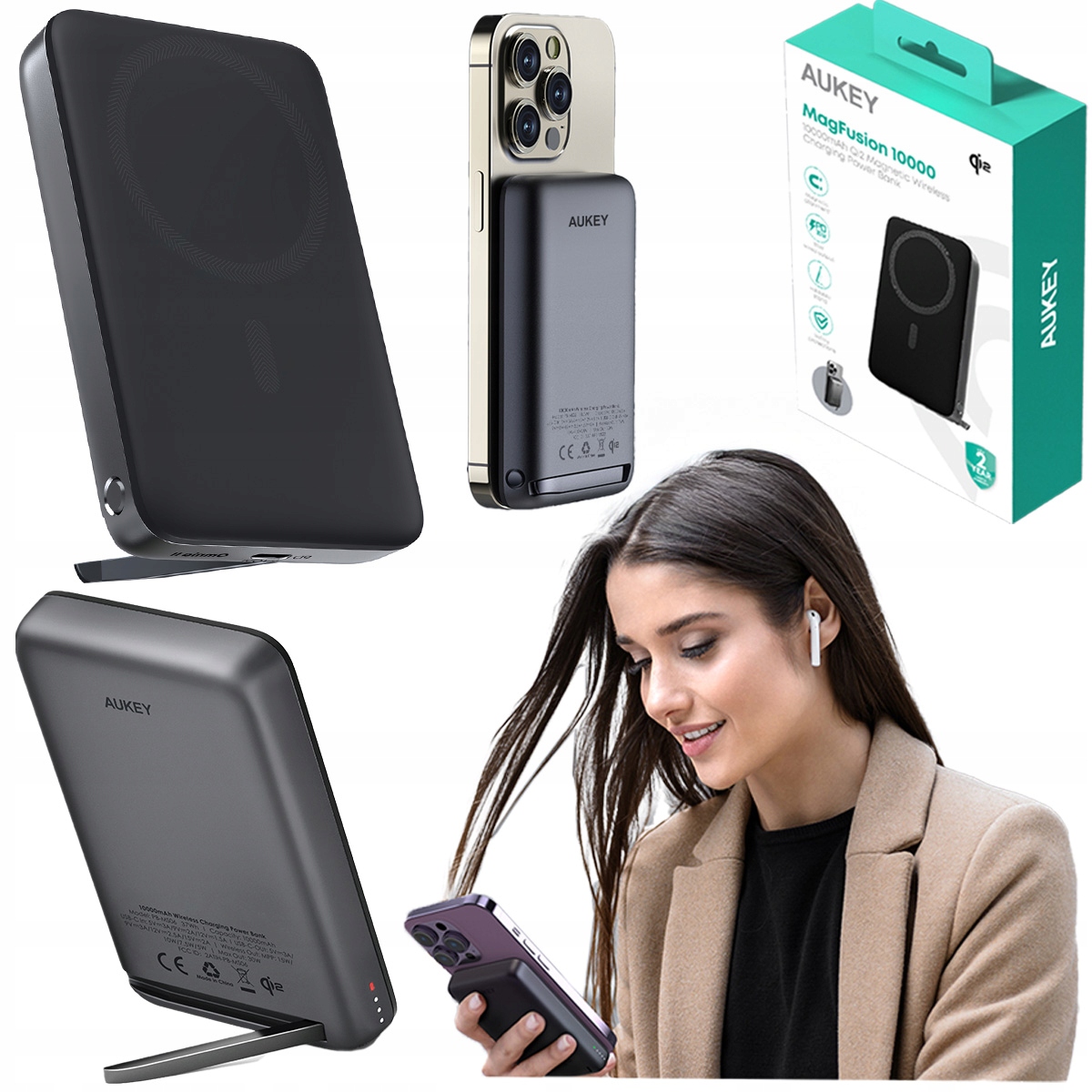 Powerbanka 10000 mAh Aukey PB-MS06 MagSafe Usb-c Qi Bezdrôtová 30W