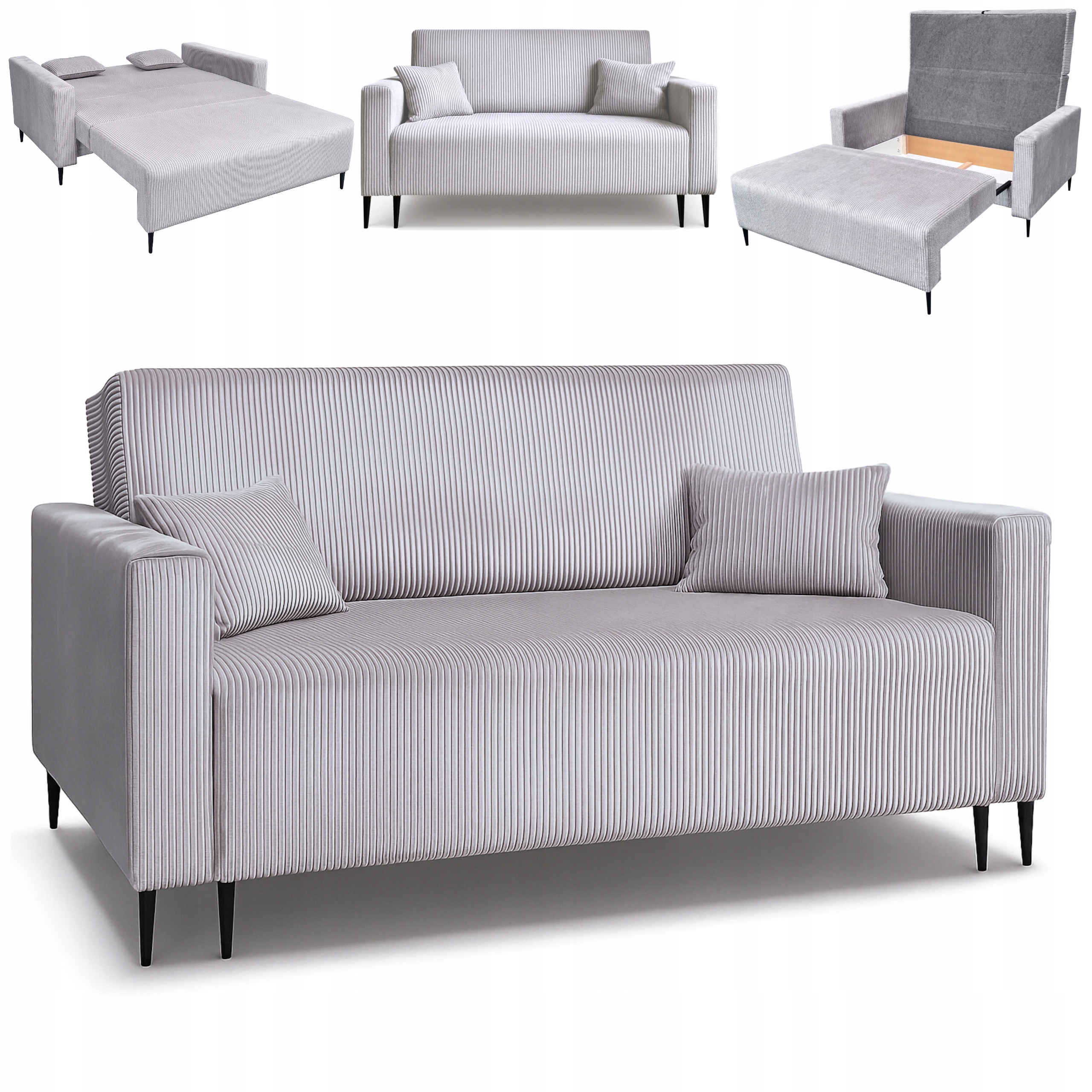 Dvivietė išskleidžiama sofa-lova „Amerykanka“ su miegojimo funkcija ir patalynės dėže MARGO