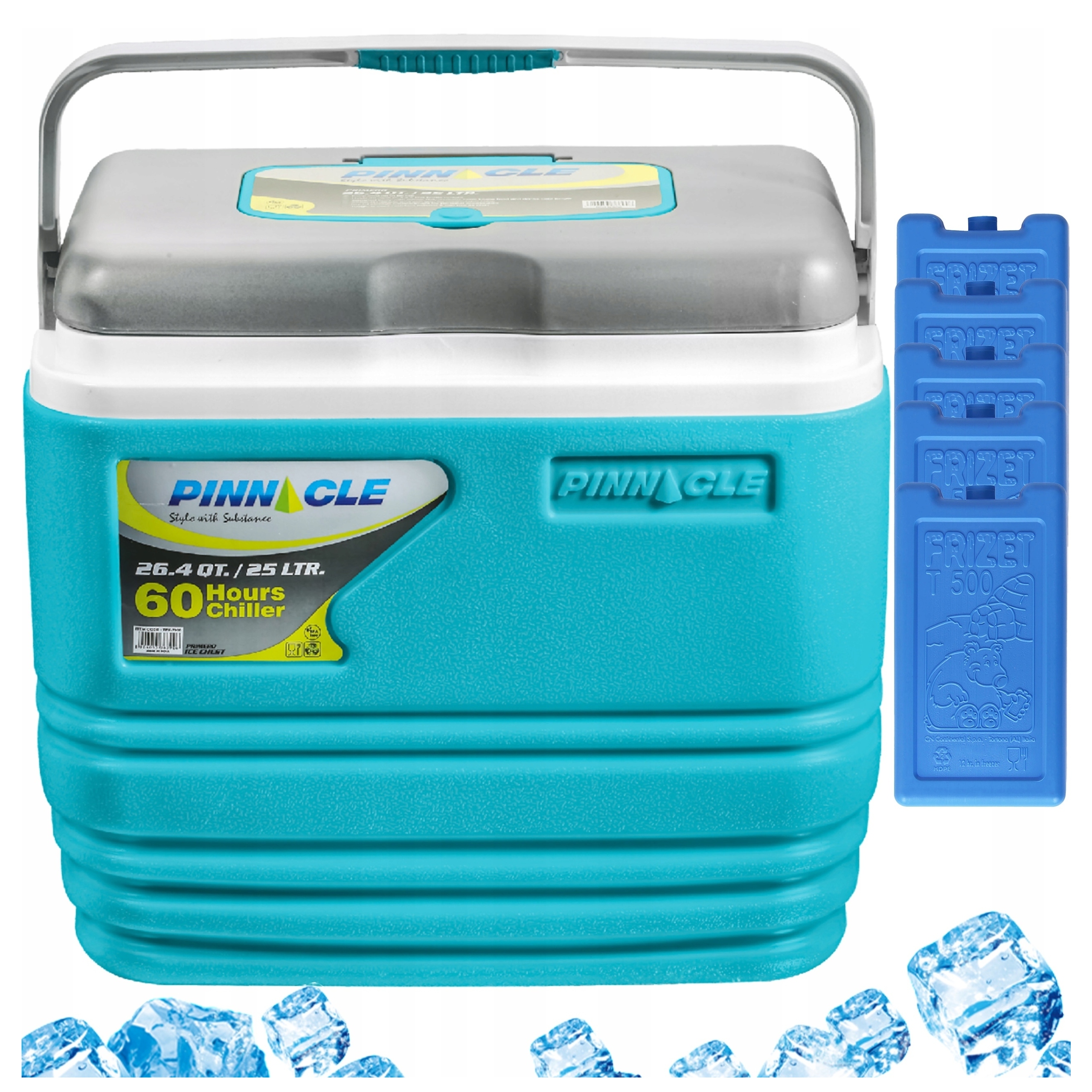 Kempingová lednička Pinnacle TPX7006 25L modrá 5 gelových náplní 0,5L