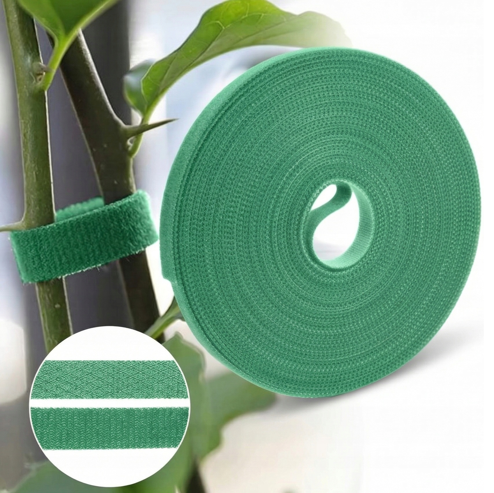 TAŚMY Z RZEPEM DO MOCOWANIA WIĄZANIA ROŚLIN POMIDORÓW KABLI RZEP ZIELONY 5m