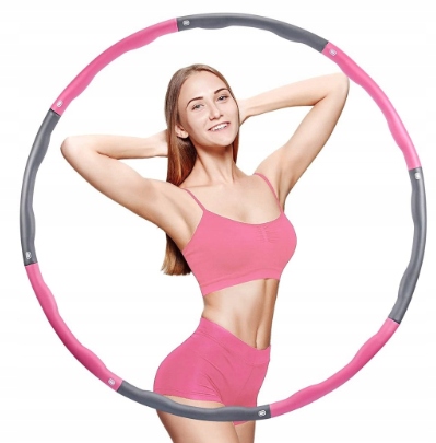 PIANKOWE HULA HOP SZARO-RÓŻOWE TRENING FITNESS ĆWICZENIA