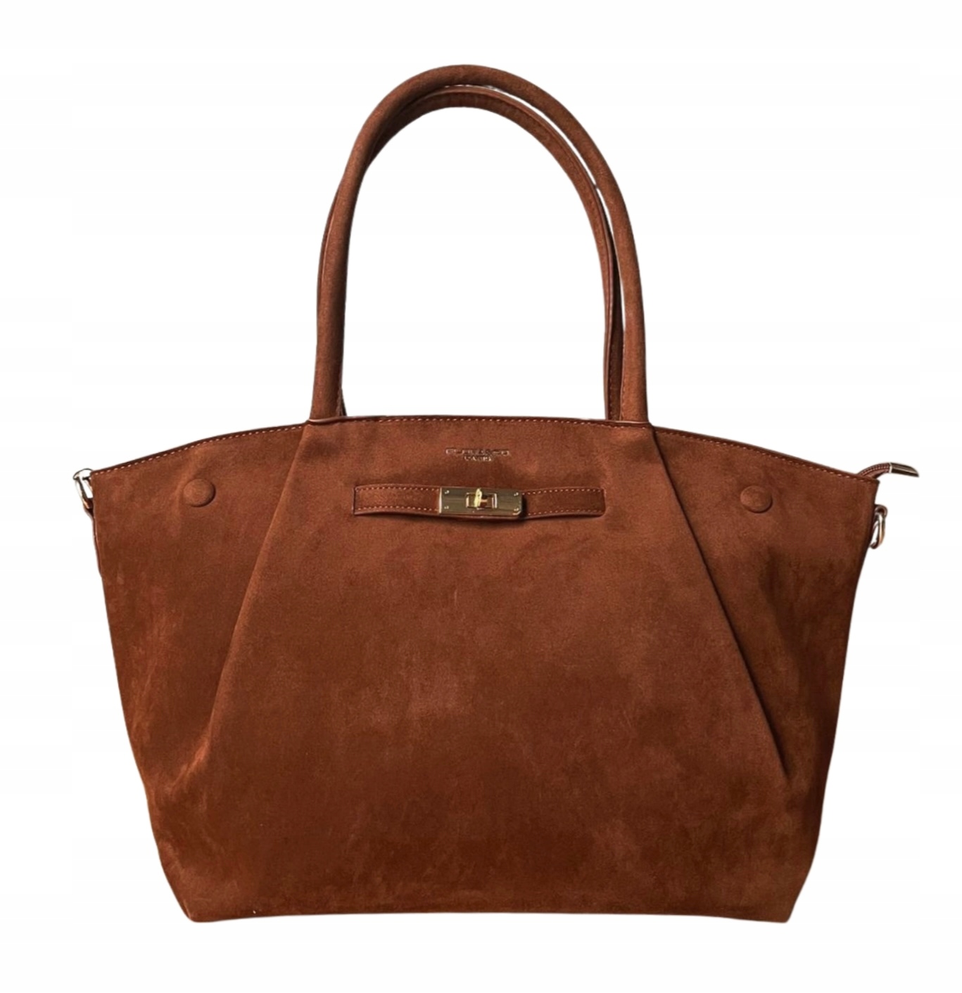 Flora&Co ruda camel torebka shopper brązowa torebka zamsz eko A4 casual