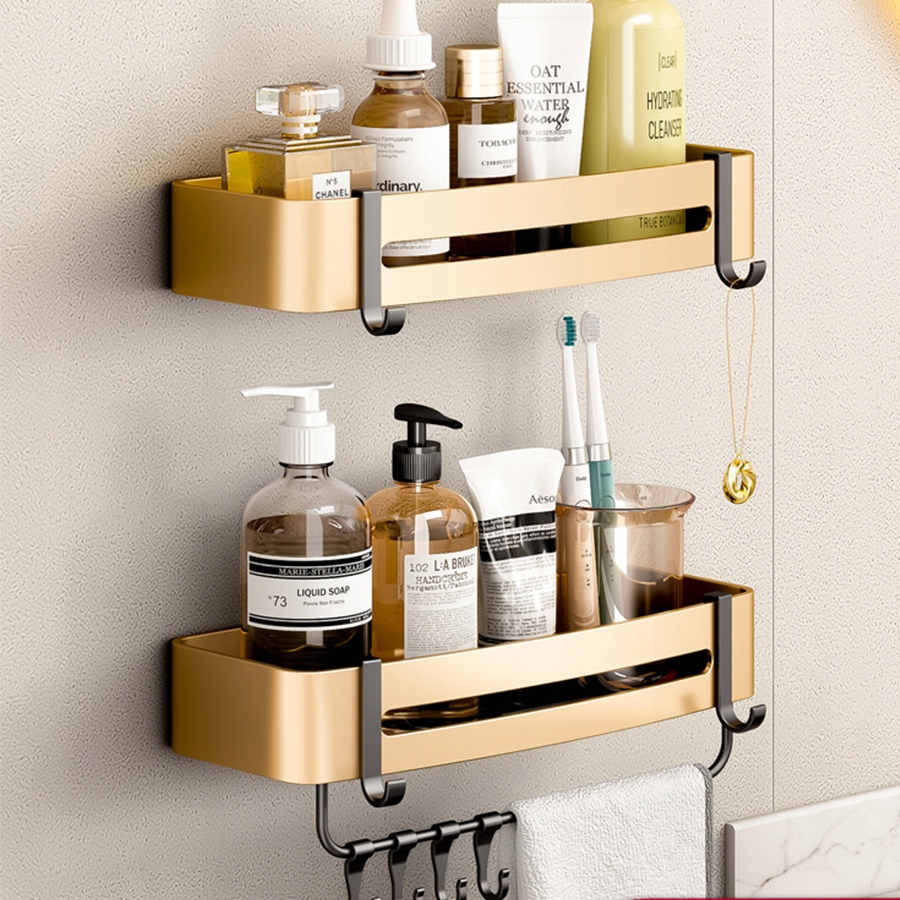 Sprchová Polička Bez Vrtání 2KS, zlato