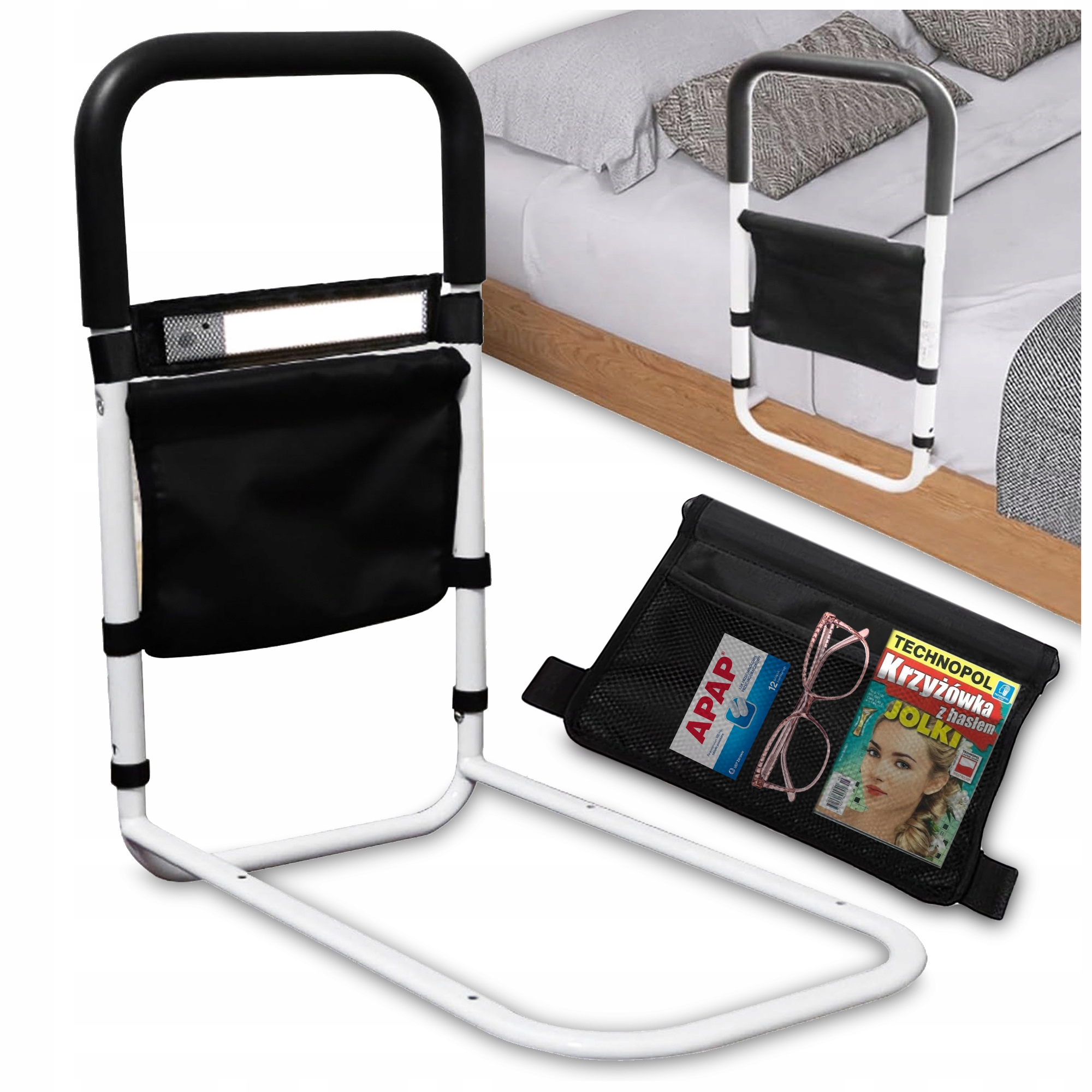 Barierka Zabezpieczająca Dla Seniorów Do Łóżka Uchwyt Podpora Poręcz Lampka