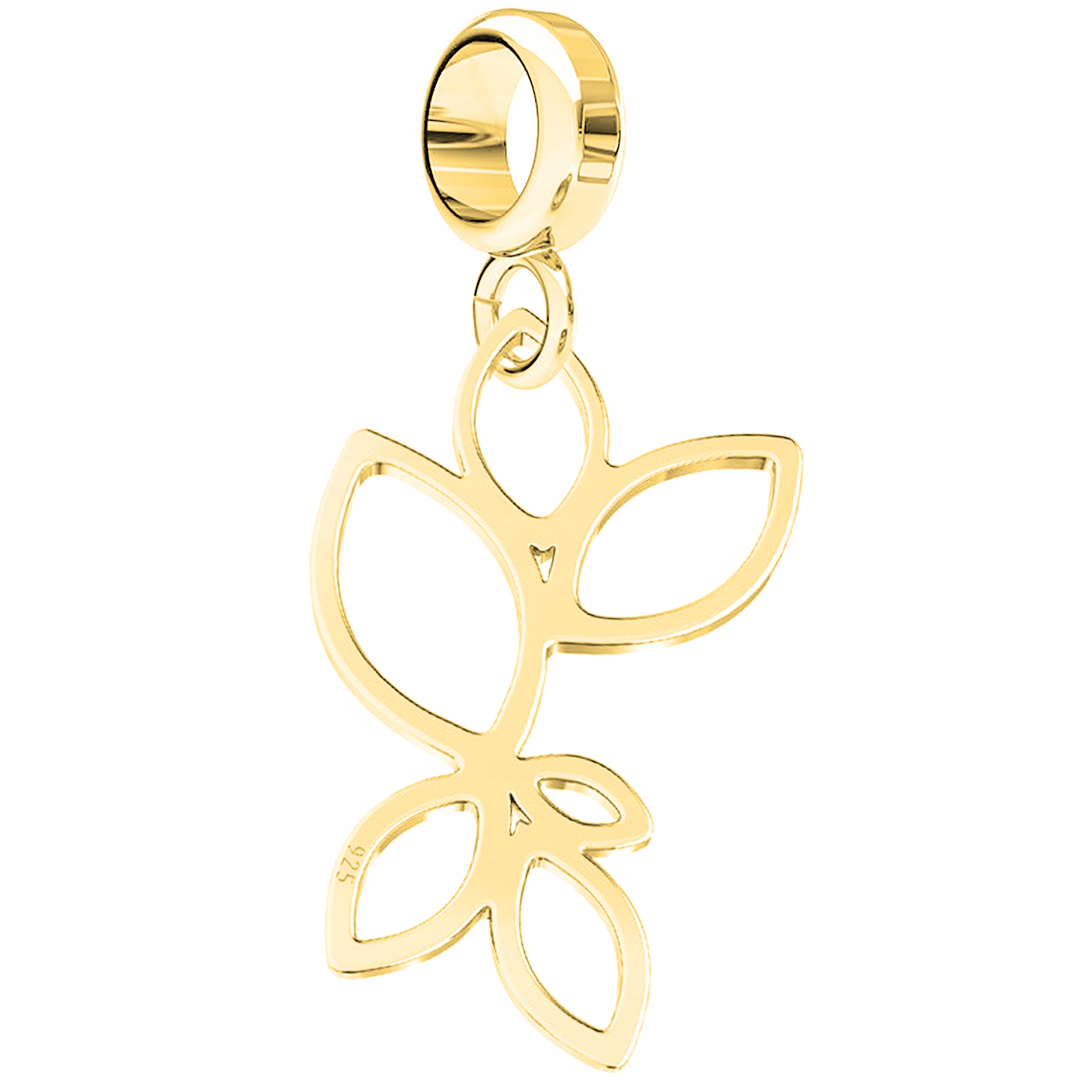 Charms Zlaté ažurové listy s ažurovými listy Rostlina Větvička Stříbro 925