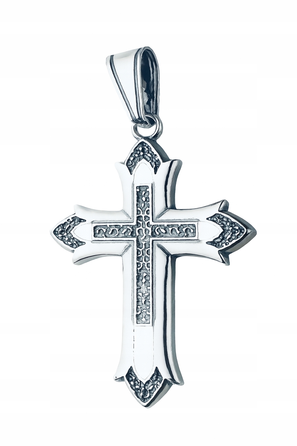 Stříbrný ozdobný gotický křížek Svaté Přijímání Křest