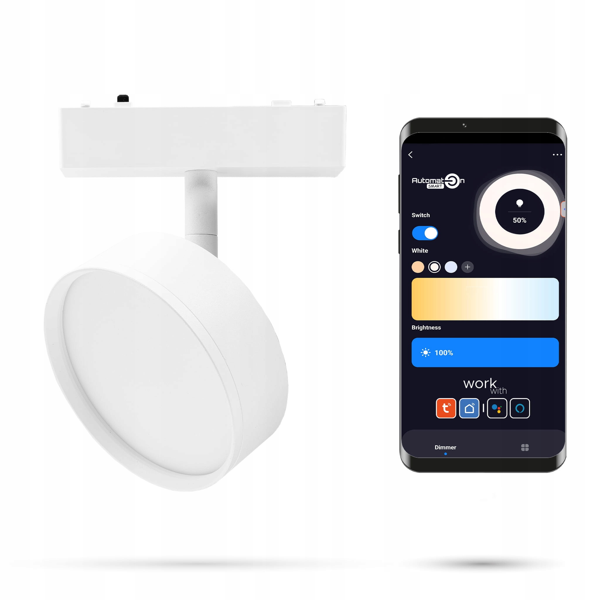 Biely reflektor Zigbee Tuya Track Flood 9W Slim Track a FiberFLEX 48VDC