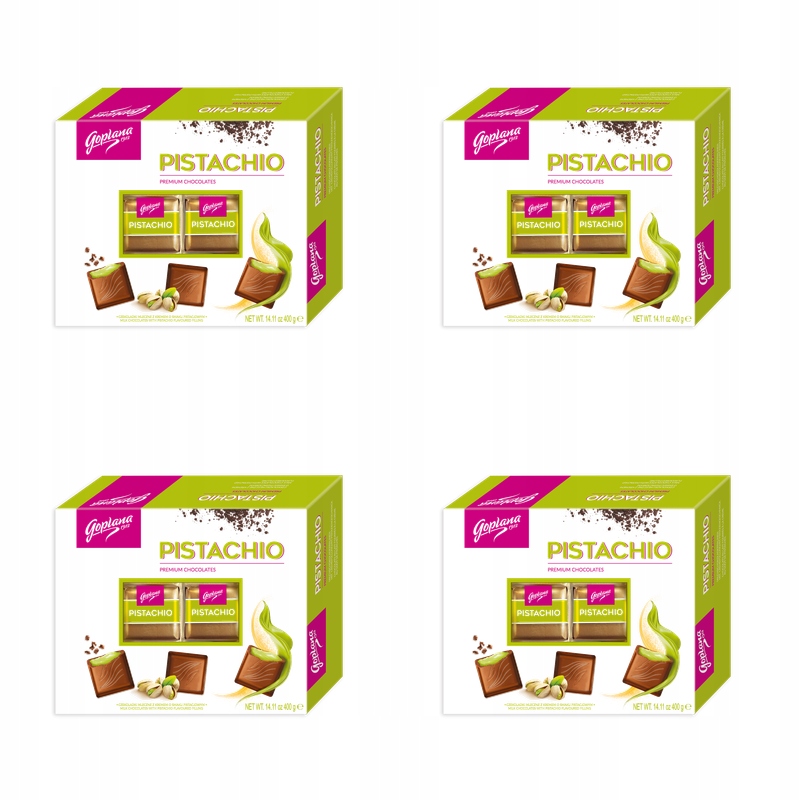 Goplana Čokoládové Bonbóny Pistachio Bonbóny z mléčné čokolády 400 g X4
