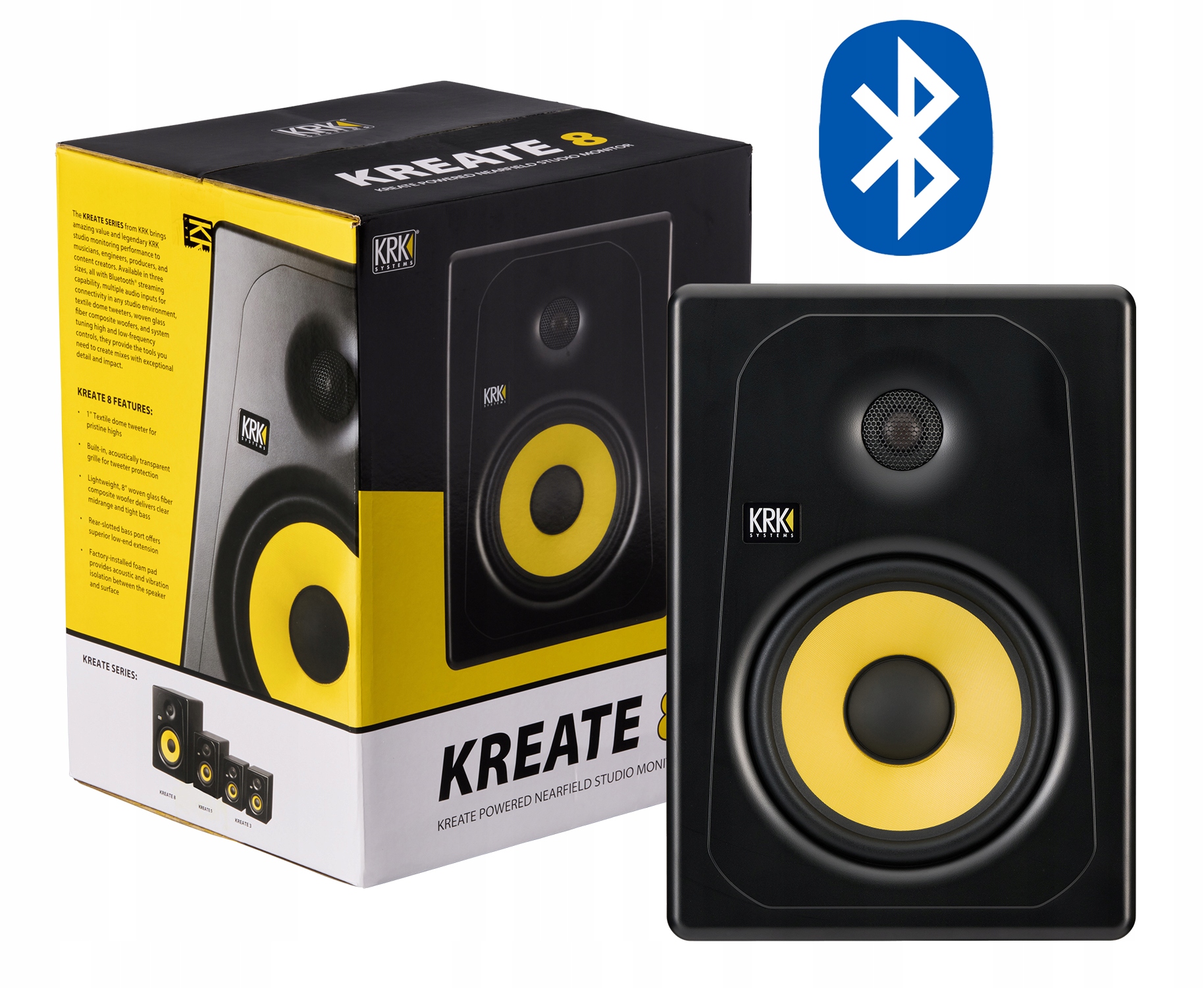 Krk Kreate 8 – 8-palcový aktívny štúdiový monitor s Bluetooth pre DJ-ov