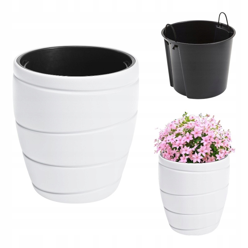 Doniczka Donica Na Taras Do Domu Kwietnik Duża 40x43 CM Biała Plastikowa