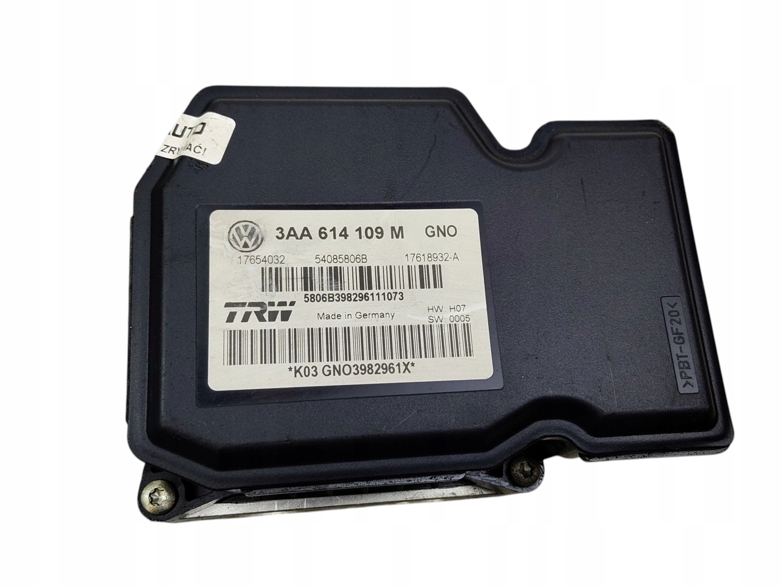 pump ABS control unit VOLKSWAGEN PASSAT B7 3AA614109M 17654032 54085806B