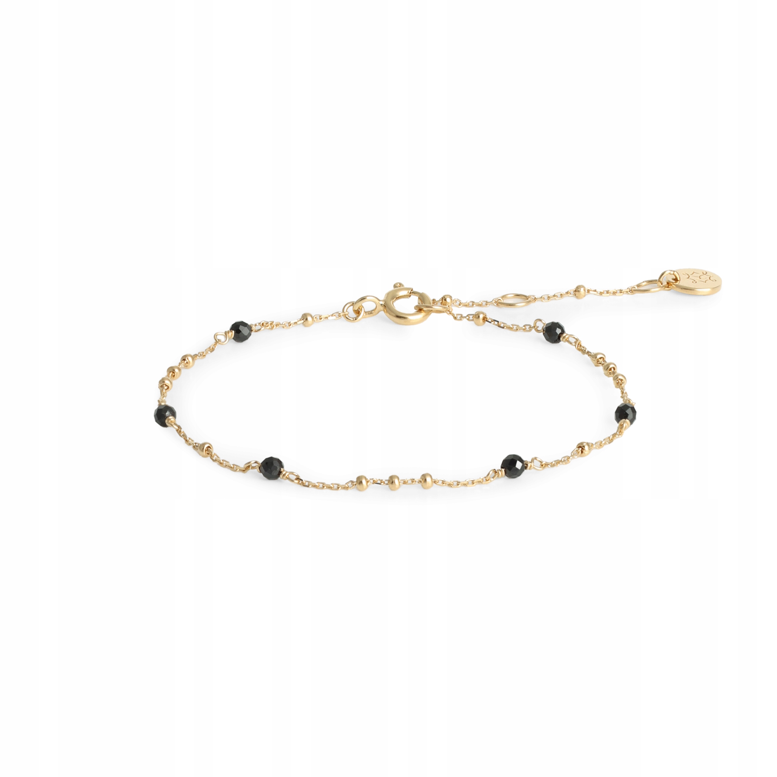 Bransoletka pozłacana Ania Kruk złota kulki czarny spinel srebro 925
