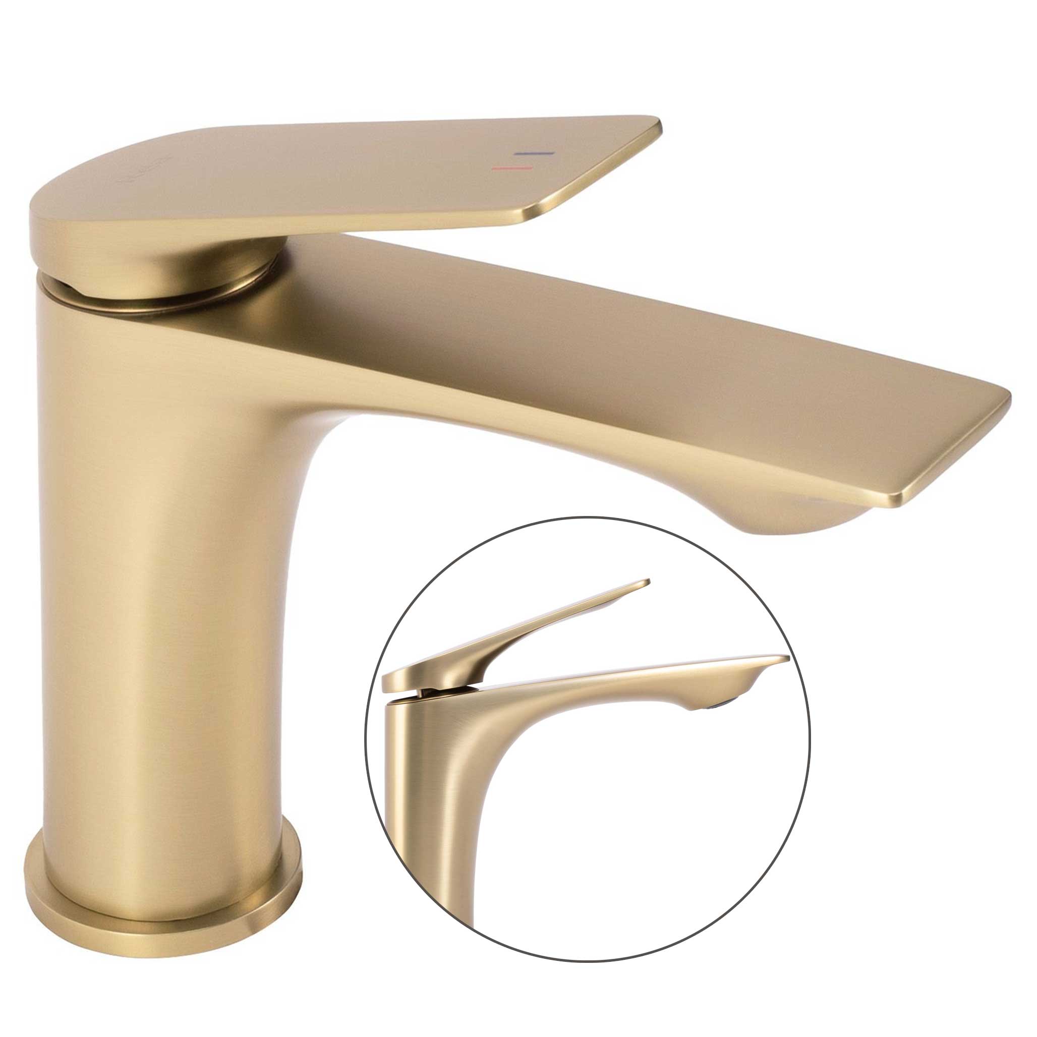 Umývadlová batéria nízka zlatá brúsená Rea Avalon Gold Brush stojanková