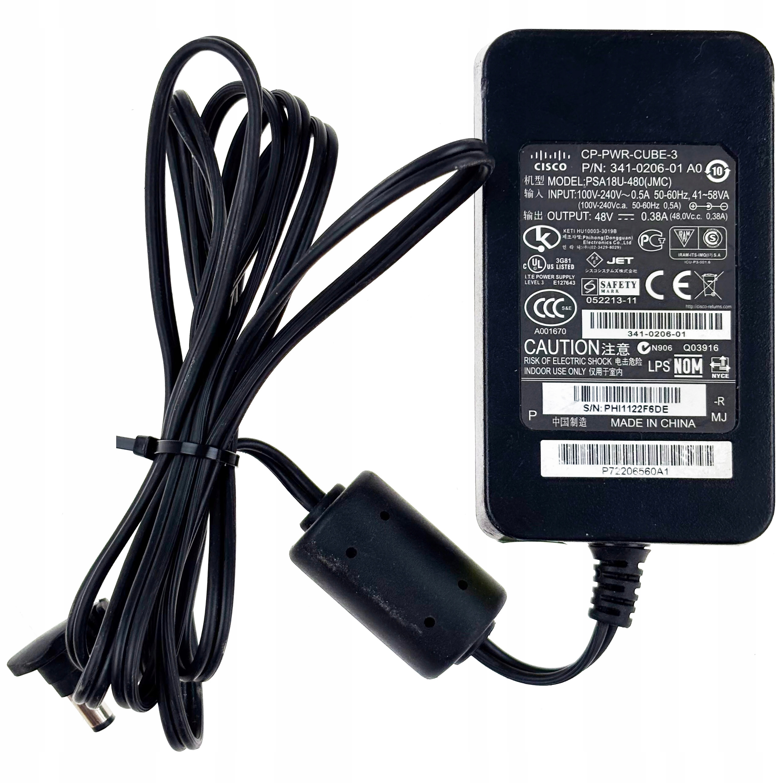 CISCO PSA18U-480(JMC) 48V 0,38A 100% OK ŚyL