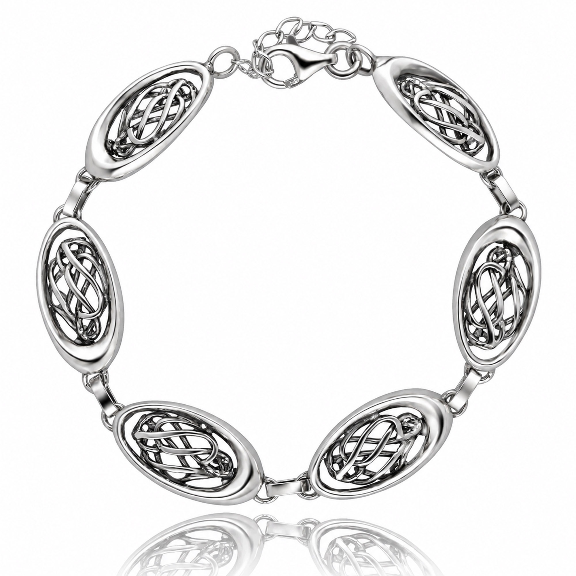 Stříbrný náramek 925 Oxidovaný, oválný, nastavitelný