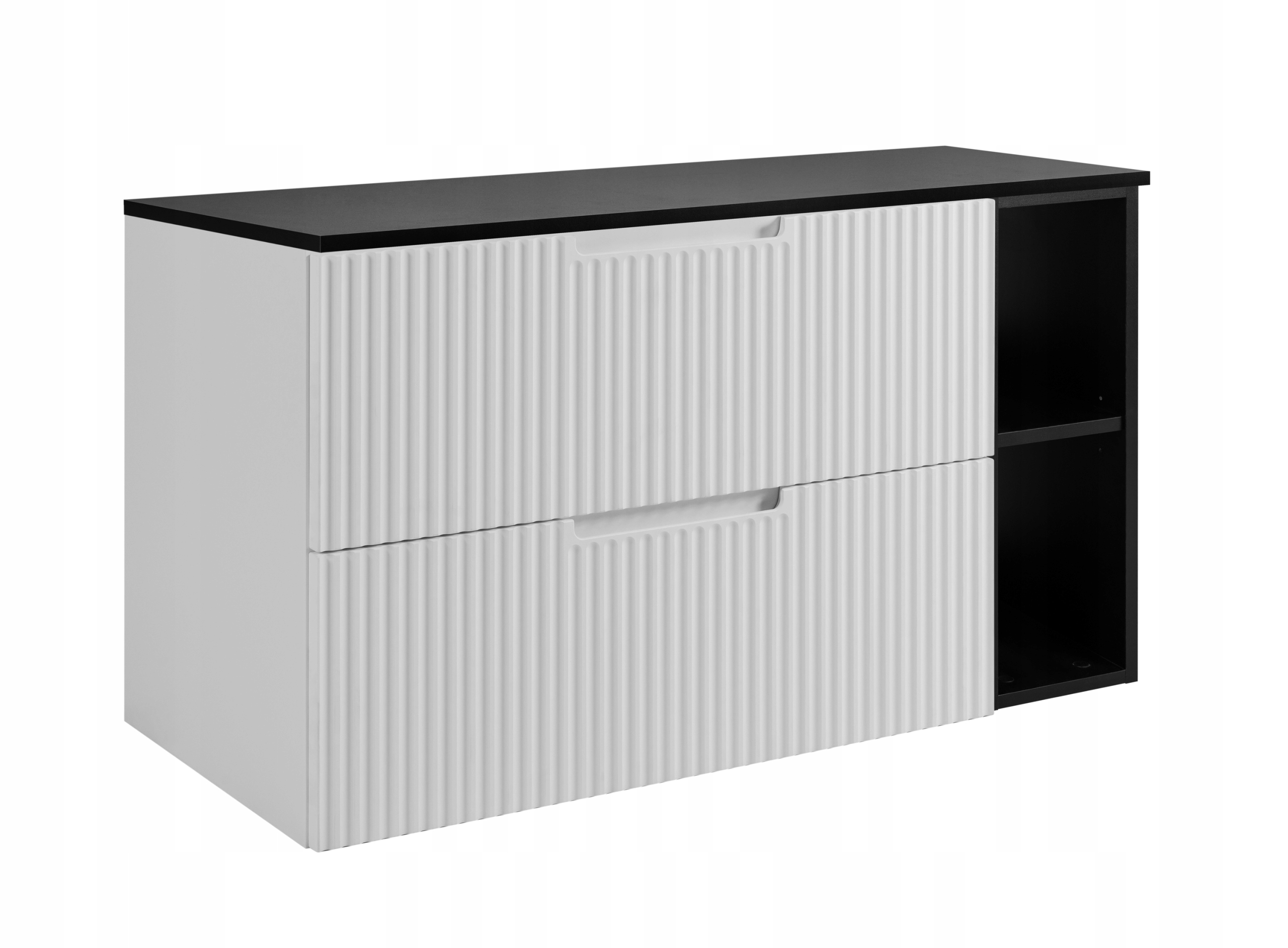 Koupelnová skříňka Pod Umyvadlo 80 bílá černá módní Rýhovaná Přední Strana Mdf