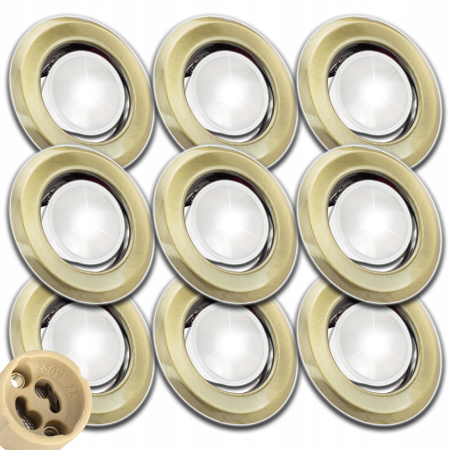 9x Halogenová Led Stropní Lampa Podomítková Žárovka GU10 1,5W Mosaz