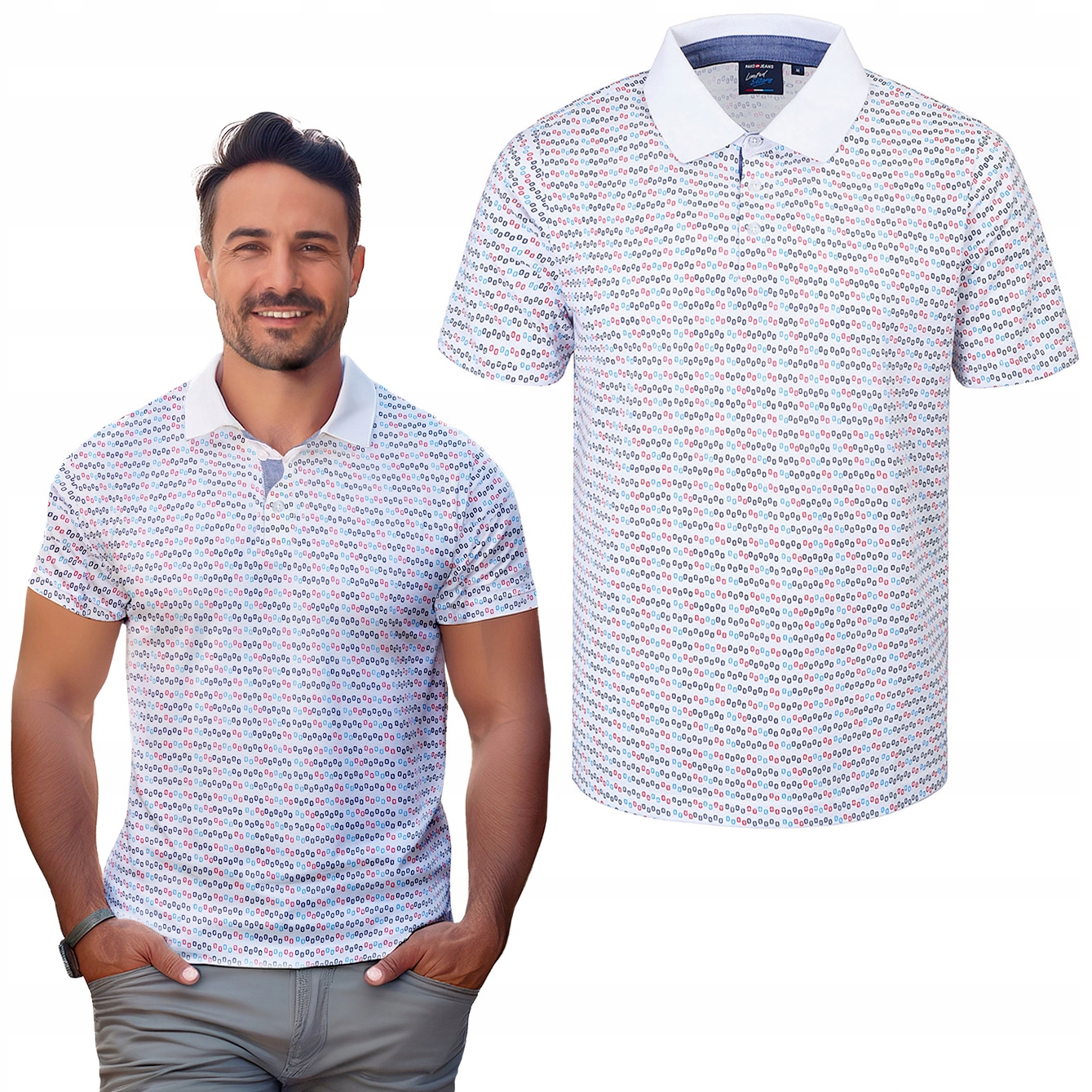 polokošile Pánské Bílé Bavlněné Americké Elegantní 2XL Pako Jeans
