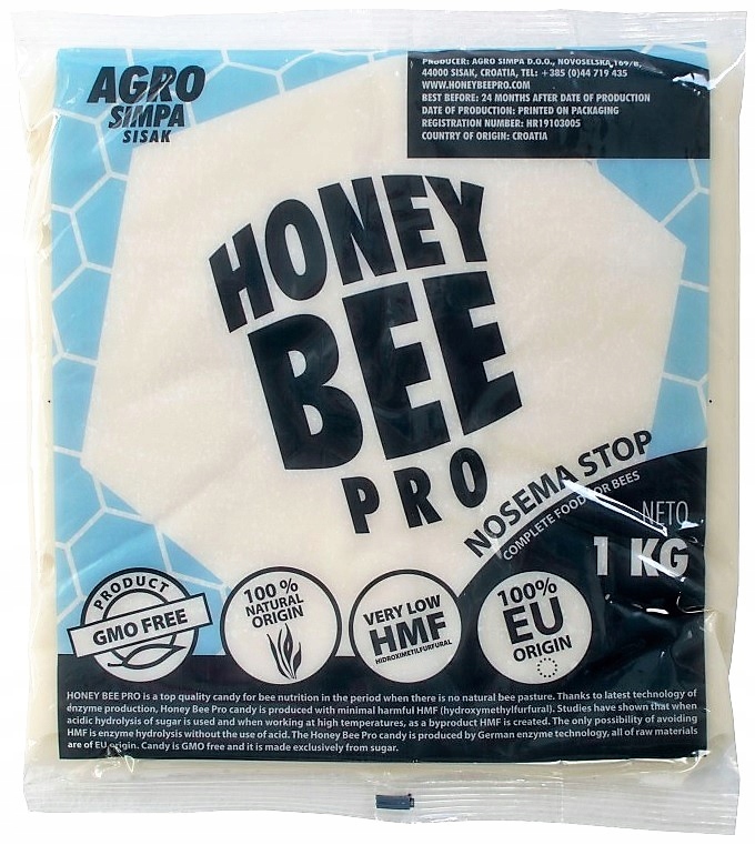 CIASTO dla PSZCZÓŁ 1kg HONEY BEE PRO NOZEMA STOP