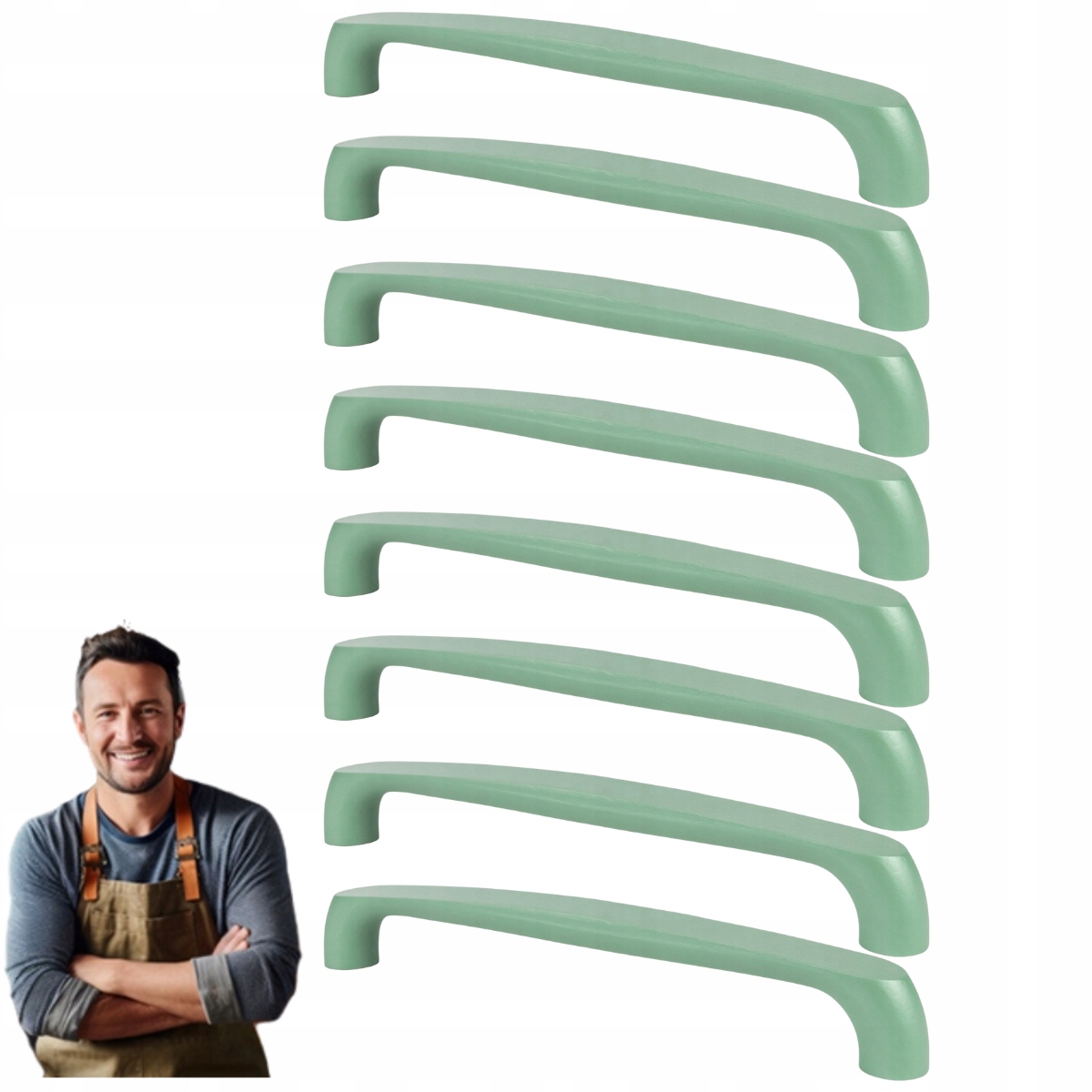 Drevený nábytkový držiak do skrinky Pastelo 160 mm Zelený 8ks