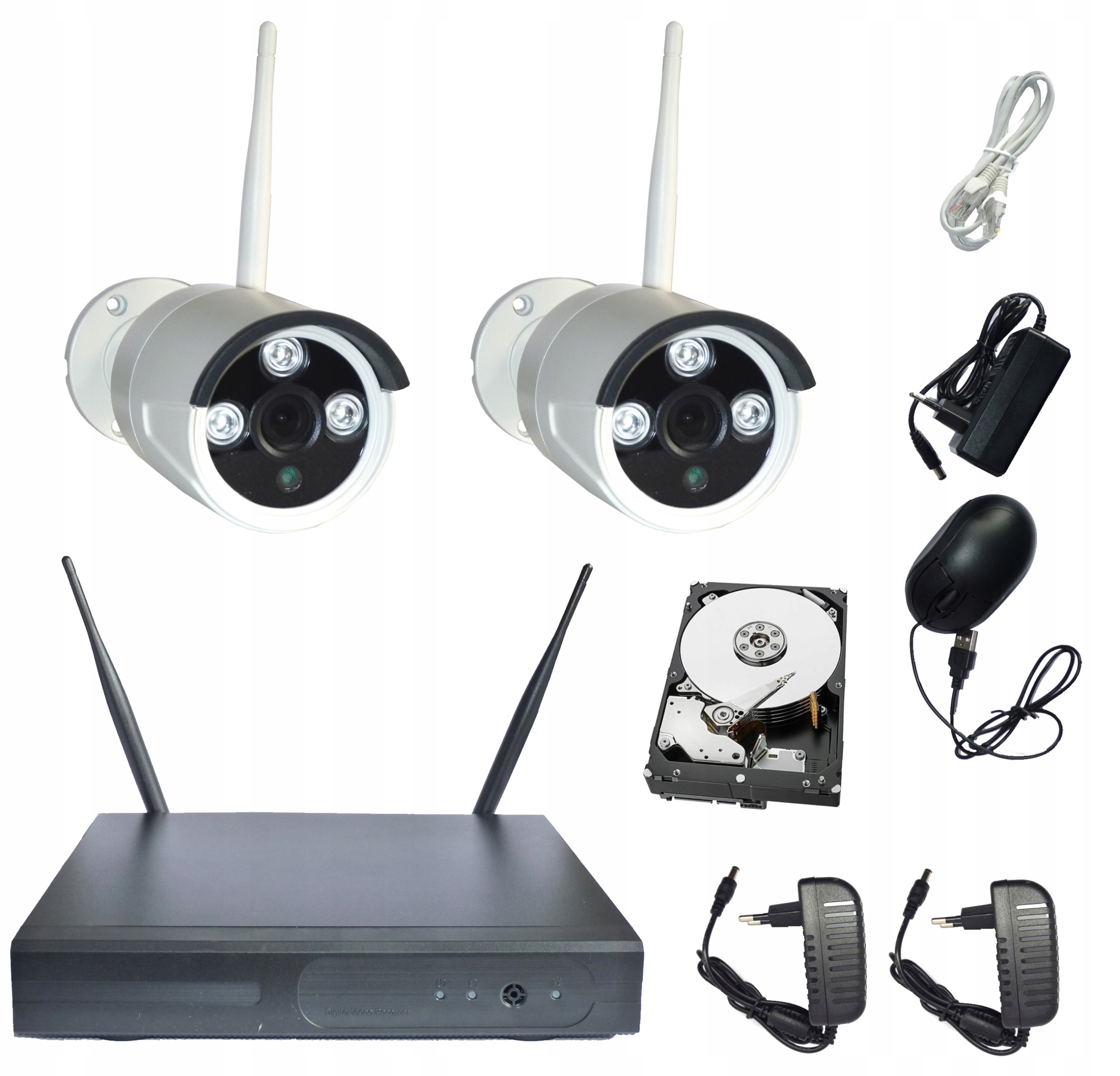 ZESTAW monitoring WIFI 2 kamery FULL HD dysk 1 TB