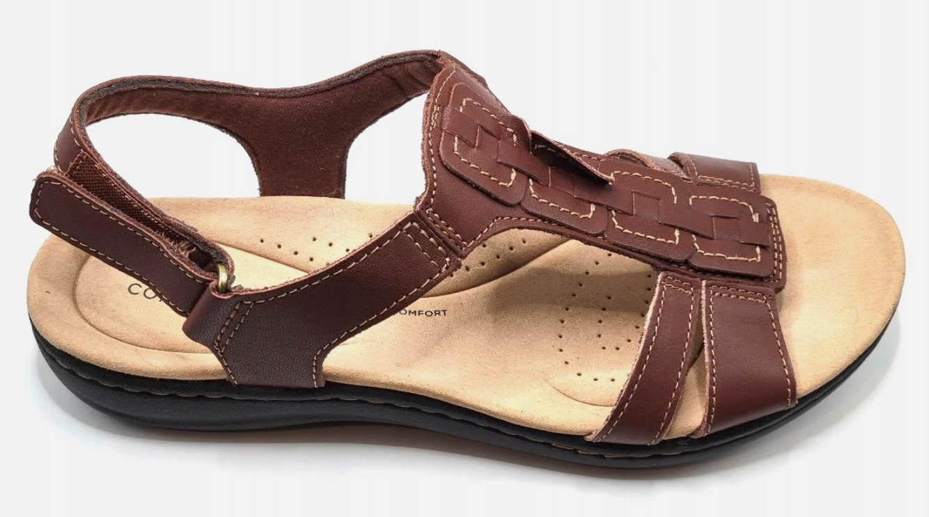 Clarks Hnědé Kožené Sandály S Ozdobnými Pásky 39 J6A