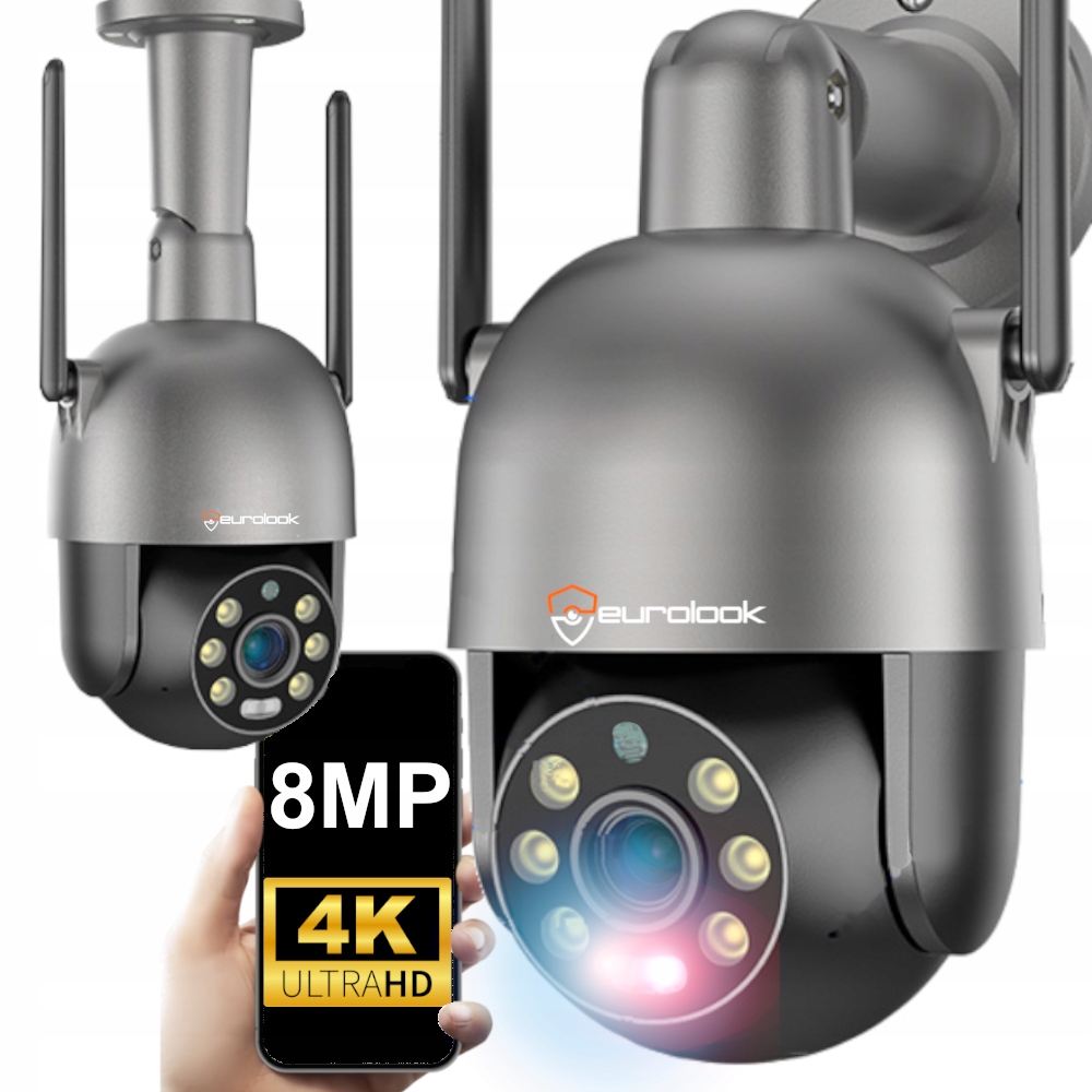 

Zewnętrzna Obrotowa Kamera Ip WiFi 8MP 4K Ultra Hd