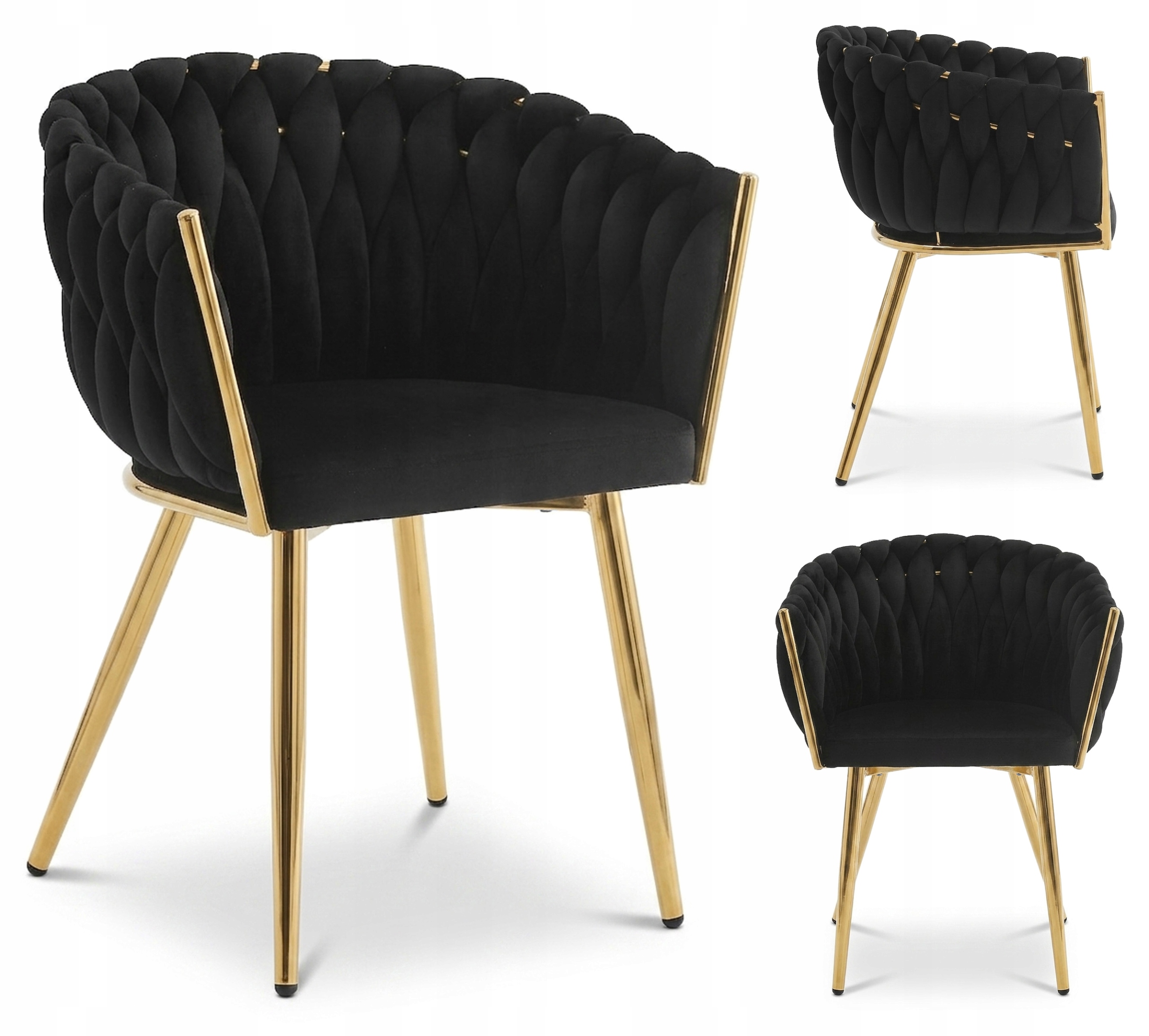 Krzesło Tapicerowane Aksamitne Nowoczesne Do Salonu Jadalni Spiga Czarne