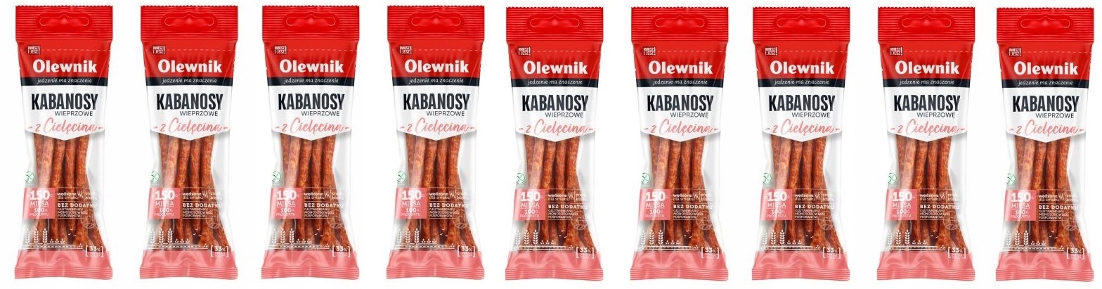 Levně 9 x 105 g Olewnik Vepřové kabanosy s telecím masem a půlkartovým olejem