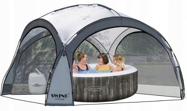 Pawilon Namiot Ogrodowy Eventowy Moskitiera XXL Led Antracytowy Do Jacuzzi
