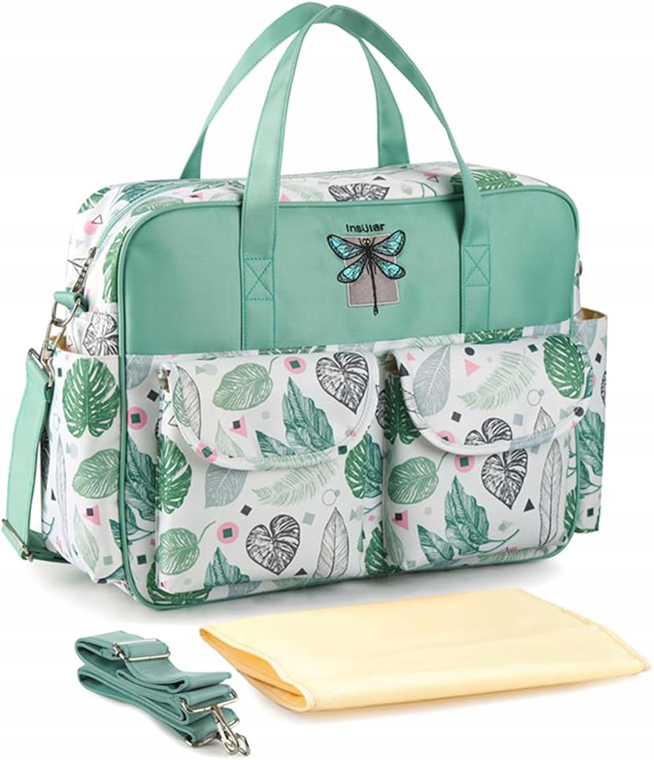 TORBA DLA MAMY ORGANIZER DO WÓZKA TATY PLECAK WZORY KOLORY LIŚCIE 3w1