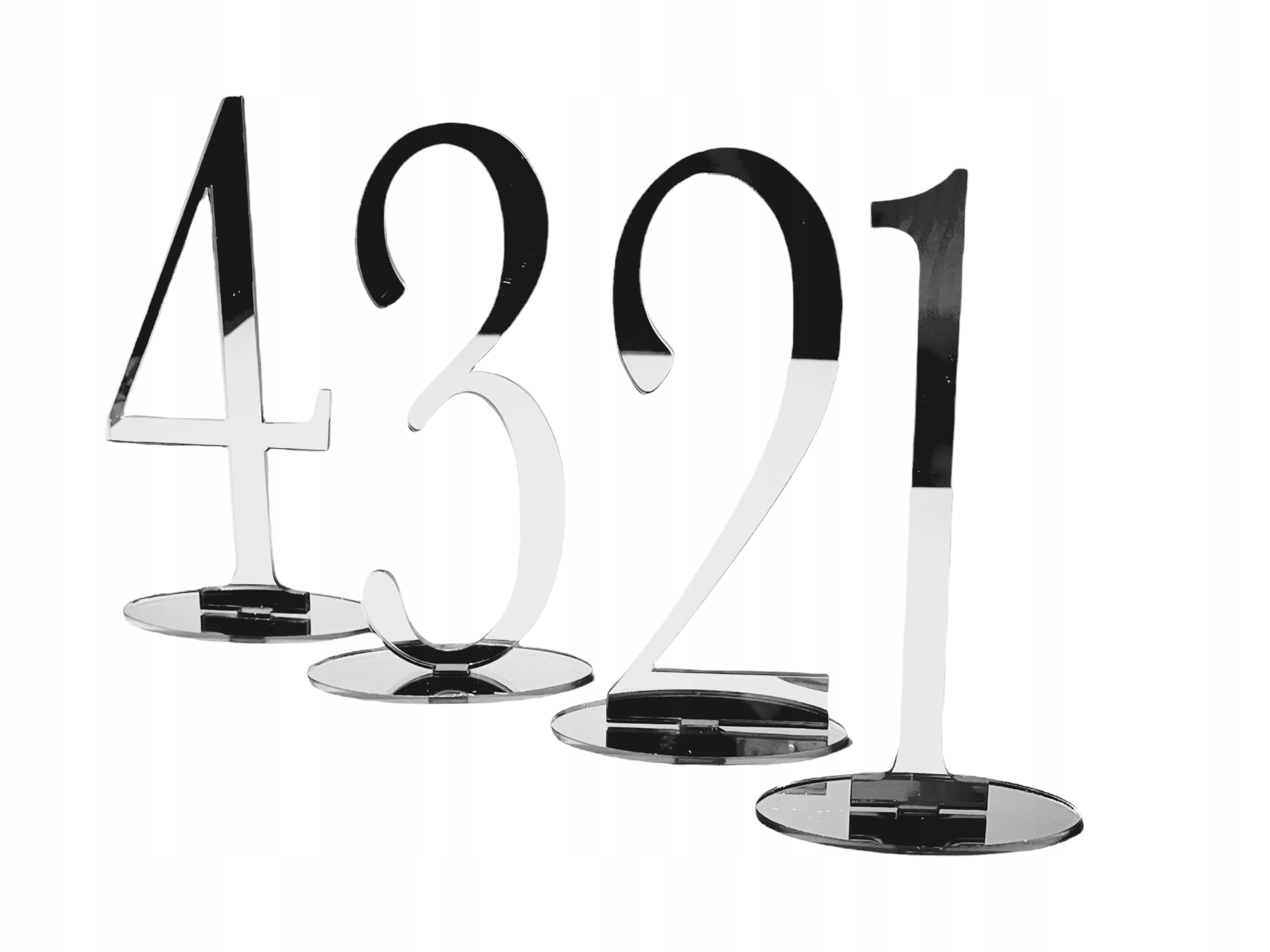 

Numerki Numery Na Stol Weselny Srebrne Lustro 16cm