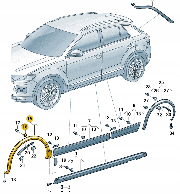 NAKŁADKA NADKOLA VW P. T-ROC 17- LE Numer katalogowy części 2GA854731D 9B9